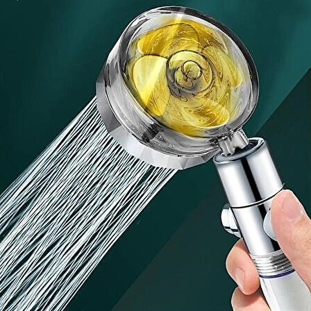 Turbo Pervaneli Filtreli Duş Başlığı, 360 Derece Dönebilen Su Tasarruflu Tazyikli Banyo Başlığı