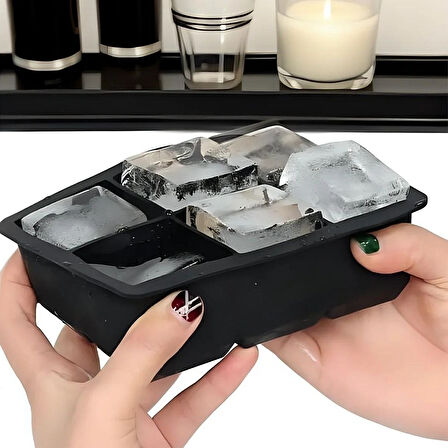 6'lı XL Küp Silikon Buz Kalıbı (Kolay Çıkabilen)