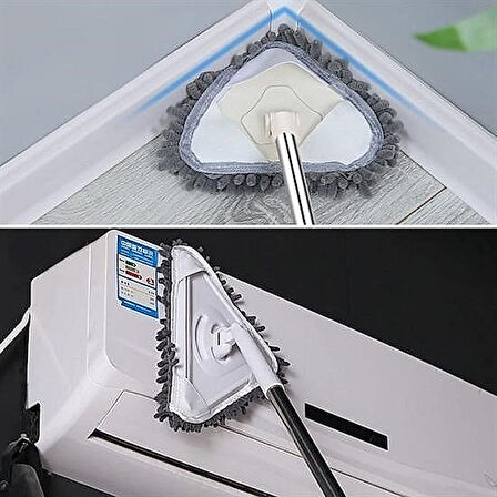 Teleskopik Saplı Üçgen Mop – 150 cm, Mikrofiber Cam ve Yüzey Temizleyici