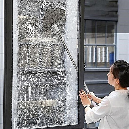 Teleskopik Saplı Üçgen Mop – 150 cm, Mikrofiber Cam ve Yüzey Temizleyici