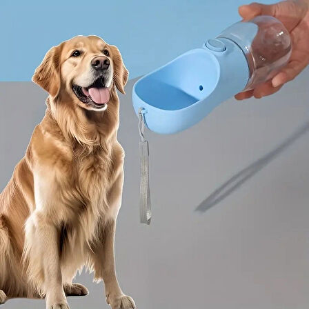 Taşınabilir Butonlu Evcil Hayvan Suluğu, Sızdırmaz Kilitli Seyahat Su Kabı 350 ml