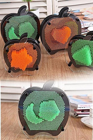 Elma Şeklinde Pin Art, 3D Dekoratif Çivi Sanatı ve Filografi Tahtası