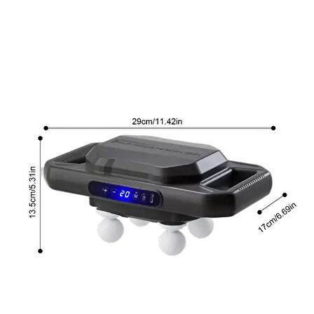 4 Başlıklı Derin Doku Masaj Tabancası – 12W, 20 Seviye, 6 Mod, Siyah