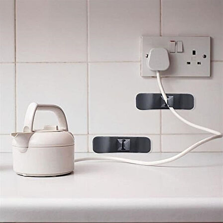 6'lı Yapışkanlı Kablo Toparlayıcı Klips (Mutfak Cihazları ve Tezgah Düzenleyici)