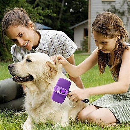 Bas-Çıkar Kendini Temizleyen Kedi Köpek Tarağı, Pratik Tüy Toplama Fırçası