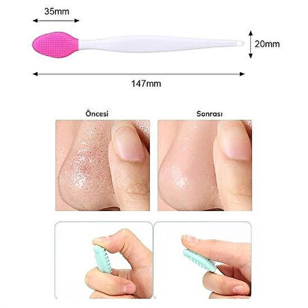 2'li Dudak Peeling Fırçası Çift Yönlü Gözenek ve Siyah Nokta Temizleyici Akne Giderici