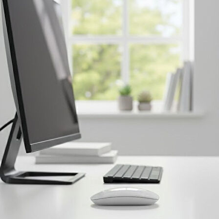 Ergonomik Sessiz Kablosuz Mouse Beyaz (USB Alıcılı Ofis ve Oyun Faresi)