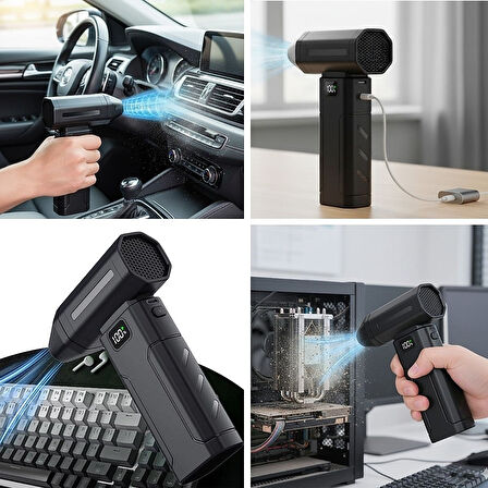USB Şarjlı Güçlü Hava Üflemeli Toz Temizleyici Kompresör (PC ve Araç İçin)