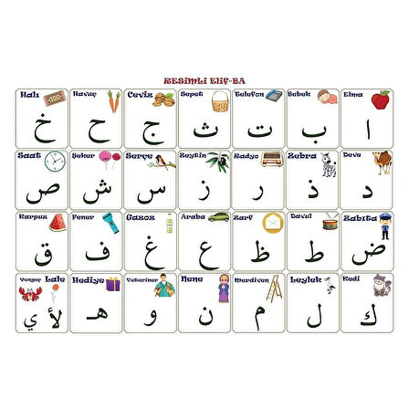 70x100 cm Statik Kağıt Elif-Ba Öğrenme Tahtası