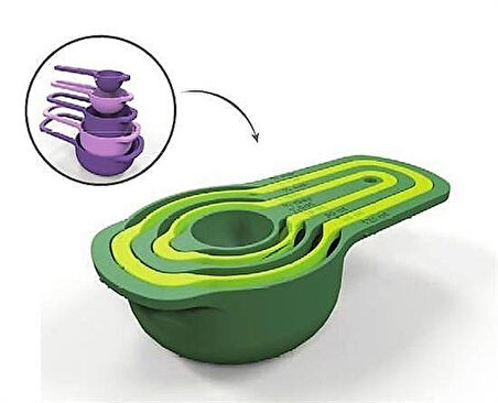 5'li Pratik Ölçü Kaşığı Kabı Şeker Baharat ve Sıvı Ölçer Seti