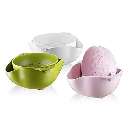 360 Derece Dönebilir Hazneli Mutfak Süzgeci Elek Çok Amaçlı