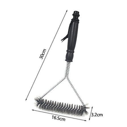 Paslanmaz Çelik Kıllı Barbekü Mangal Izgara Teli Temizlik Fırçası (Uzun Saplı)