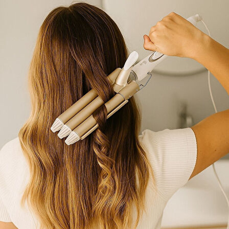 3 Başlıklı Elektrikli Saç Dalgalandırma Maşası Hızlı ve Kalıcı Plaj Dalgası