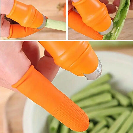 BUFFER® 5 Parça Pratik Parmak Koruyucu 1 Parça Baş Parmak Bıçaklı Eldiven Sebze Meyve Soyucu Kesme Ayıklayıcı Silikon Set