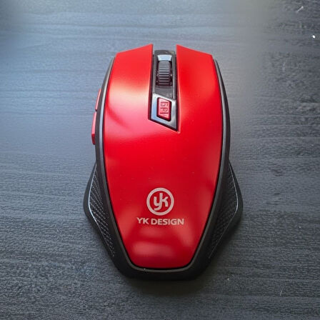Baş Parmak Destekli Ergonomik Sessiz Kablosuz Mouse Kırmızı (USB Alıcılı)