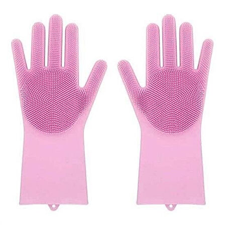 Isıya Dayanıklı Silikon Bulaşık ve Temizlik Eldiveni – Fırçalı