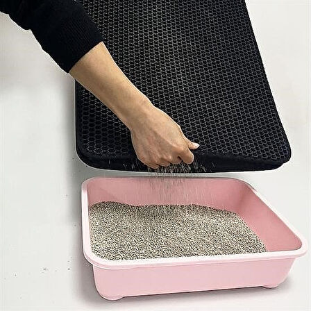 Kedi Tuvalet Önü Kum Toplayıcı ve Temizleyici Elekli Paspas – Gri