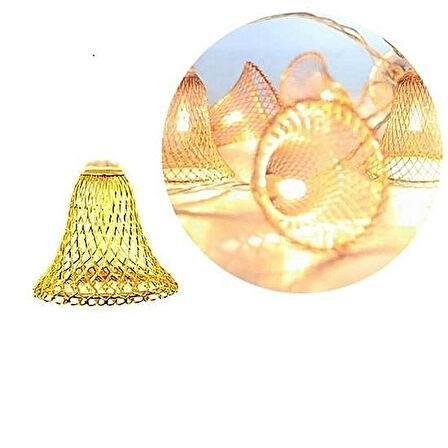 Çan Şeklinde Metal Şerit Led Işık 1.5 Metre Pilli Parti Dekorasyonu