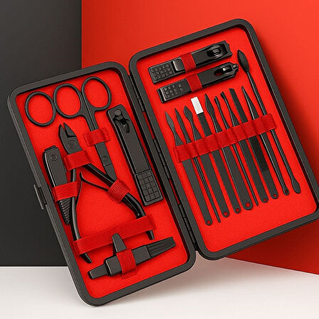 24 Parça Deri Çantalı Manikür Pedikür Seti Seyahat Tipi