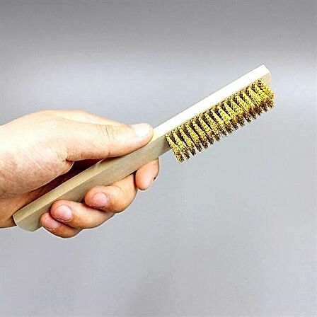 Ahşap Saplı Metal Tel Fırça – Pas, Kir ve Leke Temizleme Fırçası