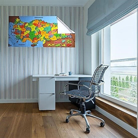 Renkli Türkiye Haritası Manyetik Duvar Stickerı 118 x 56 cm Yapıştırıcı Gerektirmez
