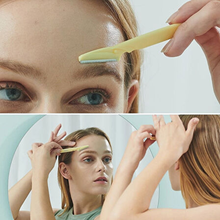 Hassas Ciltler İçin 3'lü Kaş Usturası Seti Yüz Tüy Alma Bıçağı