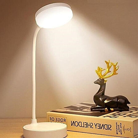 USB Şarjlı Dokunmatik Led Masa Lambası – Yuvarlak Tabanlı, 3 Kademeli, 360° Ayarlanabilir, Göz Korumalı