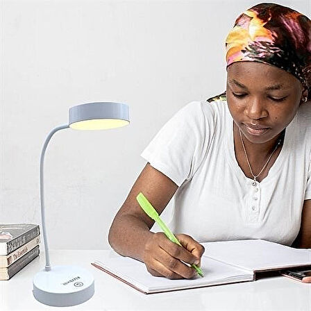 USB Şarjlı Dokunmatik Led Masa Lambası – Yuvarlak Tabanlı, 3 Kademeli, 360° Ayarlanabilir, Göz Korumalı