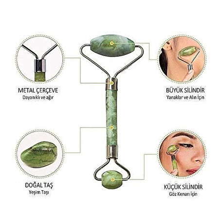 Yeşim Taşı Çift Taraflı Cilt Yüz Masaj Aleti