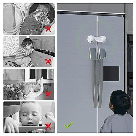 Bebek Çocuk Güvenlik Kilidi Kendinden Yapışkanlı Vidasız Çekmece ve Dolap Kilidi