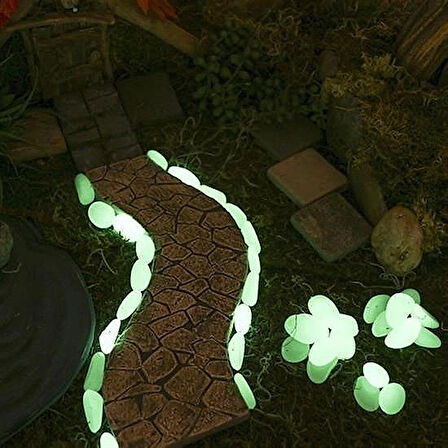 Gece Karanlıkta Parlayan Fosforlu Dekoratif Çakıl Taşları – 50 Adet