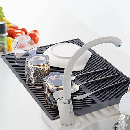 Büyük Boy Silikon Bulaşık Kurutma Matı Çok Amaçlı Tezgah Üstü