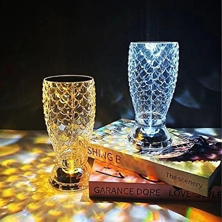 USB Şarjlı Kumandalı Kristal Akrilik Led Lamba – 16 Renk Modlu, Dokunmatik, Masa Üstü