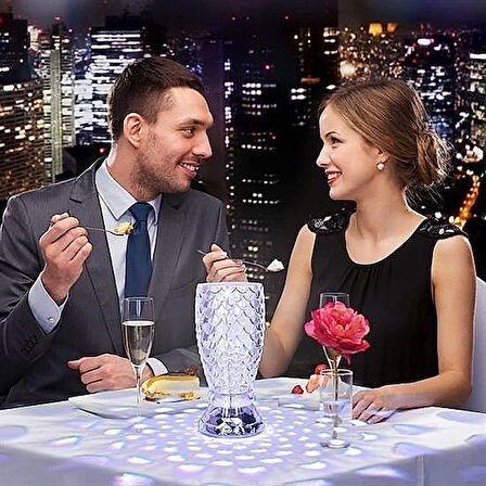 USB Şarjlı Kumandalı Kristal Akrilik Led Lamba – 16 Renk Modlu, Dokunmatik, Masa Üstü