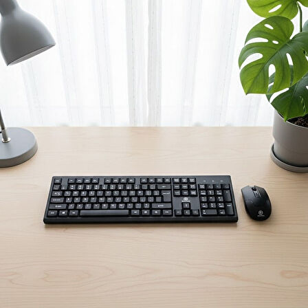 Sessiz Tuşlu Kablosuz Q Klavye ve Mouse Seti (Ofis ve Ev Tipi)