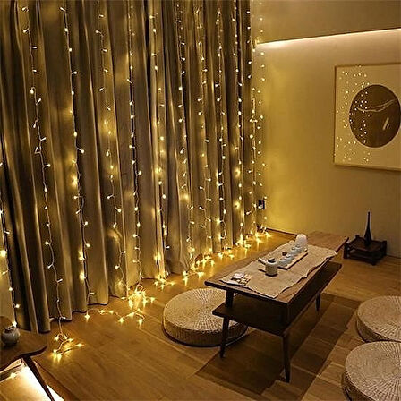 8 Fonksiyonlu 200 Led 10 Saçaklı Perde İp Led – 2x2 Metre Gün Işığı