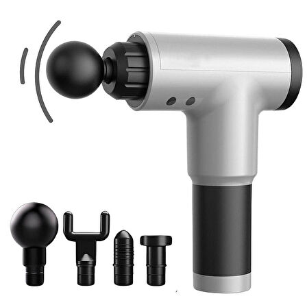 6 Seviyeli Titreşimli ve 4 Başlıklı Şarjlı Masaj Tabancası – Büyük Boy