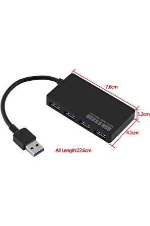 4 Bağlantı Noktalı USB HUB Akıllı Şarj Edilebilir Çok Bağlantılı USB Şarj Cihazı Slim 5 Gbps Hız