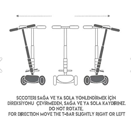 3 Tekerlekli Led Işıklı Yükseklik Ayarlı Çocuk Scooter - Üç Tekerli Ayarlanabilir Işıklı Scooter