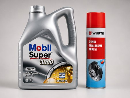MOBİL SÜPER 3000 0W-20 TAM SENTETİK MOTOR YAĞI 4 Litre + Würth Balata Spreyi 500 ml