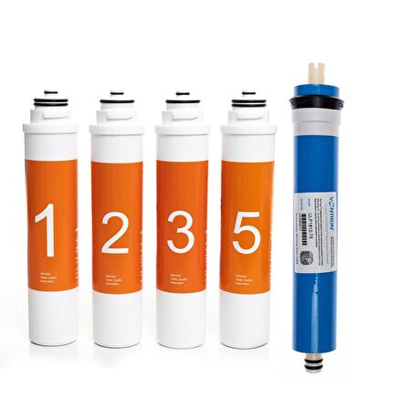 Sulook Waterlife Su Arıtma Cihazı Uyumlu Tak-Çevir 5'li Filtre Seti, Vontron Membranlı