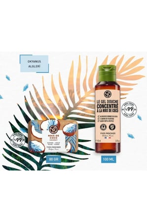 Tropikal Hindistan Cevizi Esintili Duş ve Bakım Seti - Duş Jeli 100ml + Katı Sabun 80 Gr