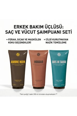 200 ml x3 Erkek Saç ve Vücut Şampuanı Seti Aromatik Baharatlı Ferahlatıcı Duş