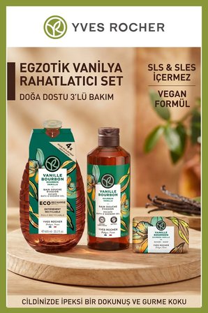 Egzotik Vanilya Özlü Vegan Duş Seti 600 ml Yedek + 400 ml Jel + 80 gr Katı Sabun