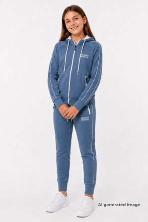 Kız Çocuk Scuba Unlimited Çİft Şeritli Kapüşonlu Reglan Kol Dalgıç Kumaş Eşofman Takımı ESF7023