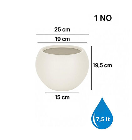 Omnipazar SO-KURS1 Dekoratif Modern Yuvarlak Küre Saksı 7.5 litre No 1 