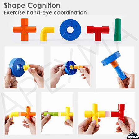 Oyuncak Tekerlekli Tako Boru Eğitici Blok Yapı Seti 72 Parça