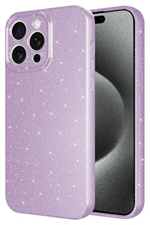 iPhone 15 Pro Kılıf Kamera Korumalı Simli Parıltılı Lüks Silikon