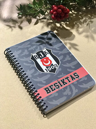 Lisanslı BJK Spiralli 72 Yaprak A6 Çizgili Not Defteri 15 x 11cm 