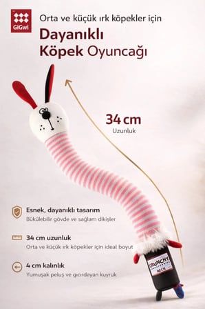 Crunchy Neck Serisi Sesli & Çıtırtılı Tavşan – Esneyen Boyunlu Peluş Köpek Oyuncağı - Küçük Irk & Yavru